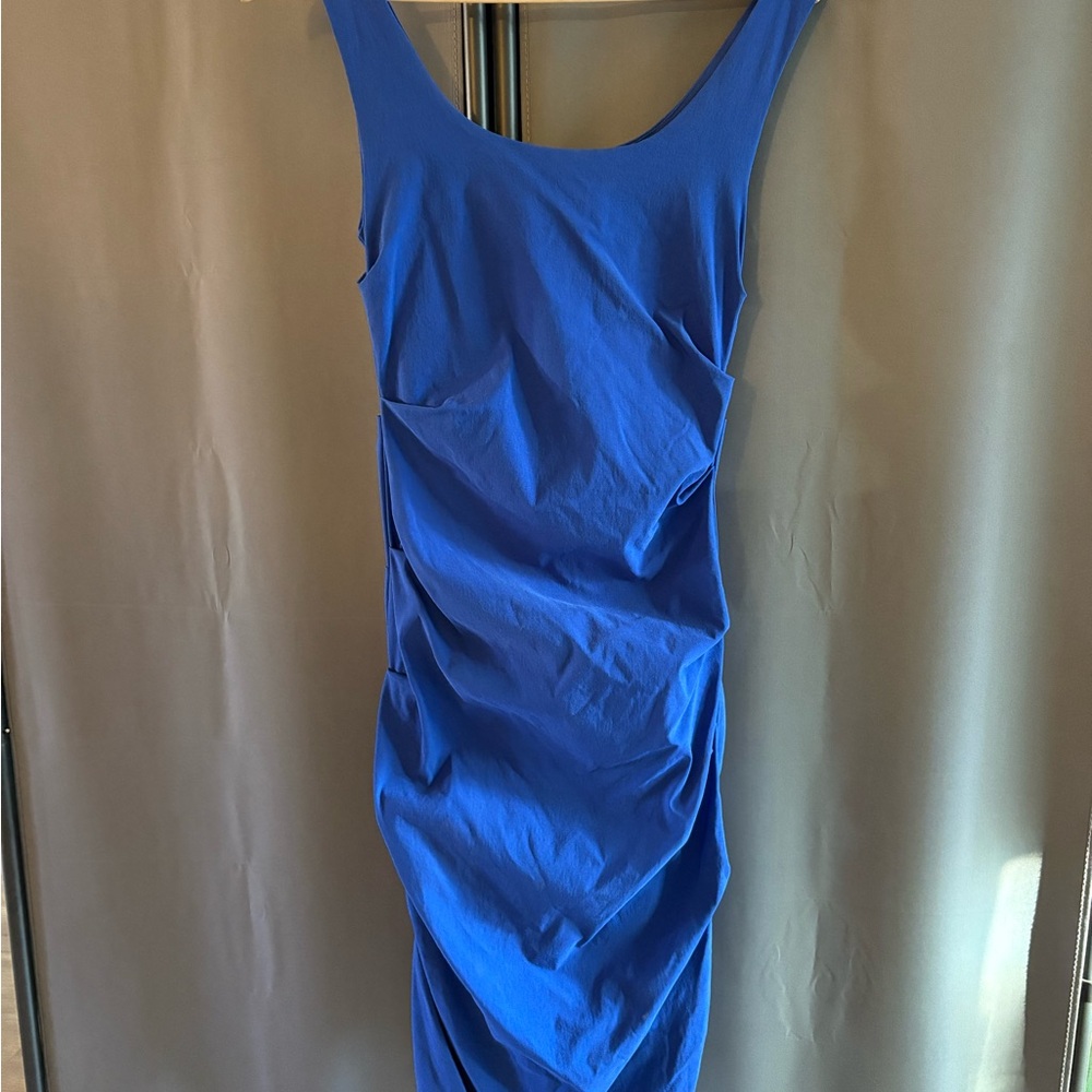 Chic Blue Ruched Mini Dress
